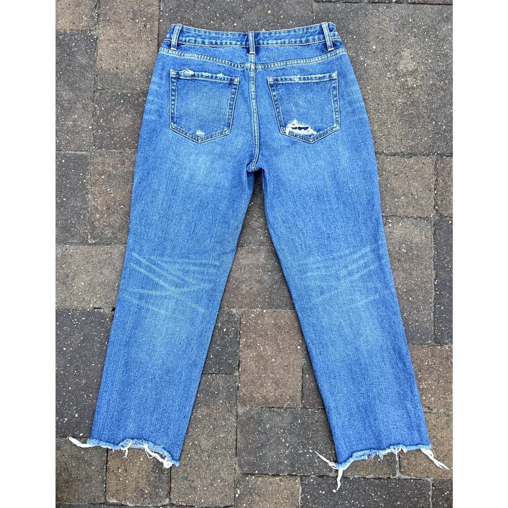 Flying Monkey high rise distressed frayed hems cropped jeans size 28x27 - Picture 3 of 5